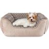 JOEJOY Rectangle Dog Bed for Large Medium Small Dogs – Washable Orthopedic Sofa Bed, Soft Breathable Puppy & Pet Cuddler, Durable Calming Dog Bed with Anti-Slip Bottom, Multiple Sizes, Dark Grey(Beige)