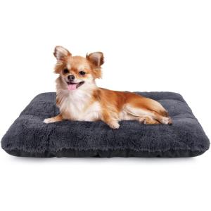 JOEJOY Large Dog Bed Crate Pad, Deluxe Plush Washable Dog Beds Fulffy Soft Kennel Pad Anti-Slip Pet Sleeping Mat for Large Medium Small Dogs, 35″ x 21″, Grey(Dark Grey)