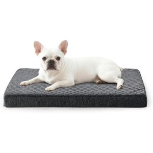 JOEJOY Orthopedic Dog Bed for Extra Large Dogs, Washable Dog Crate Bed Large Sized with Removable Cover, Egg Memory Foam Big Pet Beds, Brown, 47″x29″(Grey)