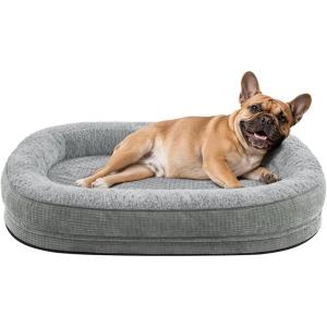 JOEJOY Orthopedic Dog Beds Large Sized Dog, XL Egg-Crate Memory Foam Pet Couch Bed with Bolster Sides, Waterproof Lining, Removable Washable Cover & Non-Slip Bottom, Grey(Light Grey)
