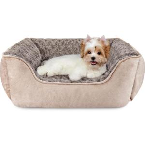JOEJOY Rectangle Dog Bed for Large Medium Small Dogs – Washable Orthopedic Sofa Bed, Soft Breathable Puppy & Pet Cuddler, Durable Calming Dog Bed with Anti-Slip Bottom, Multiple Sizes, Dark Grey(Beige)