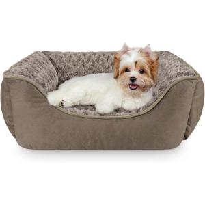 JOEJOY Rectangle Dog Bed for Large Medium Small Dogs – Washable Orthopedic Sofa Bed, Soft Breathable Puppy & Pet Cuddler, Durable Calming Dog Bed with Anti-Slip Bottom, Multiple Sizes, Dark Grey(Dark Brown)