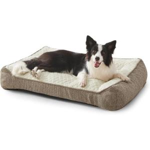 JOEJOY XL Orthopedic Dog Beds Large Sized Dog, Extra Thick Supportive Big Dogs Couch Bed with Sides and Waterproof Lining, Ultra Soft Pet Bed Sofa for Large Dogs, Brown, 42”x30”(Beige)