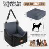 JOEJOY Elevated Dog Car Seat for Small/Medium Dogs up to 35 lbs, Memory Foam Booster Seat with Detachable Washable Cover, Travel-Safe Car Bed with Safety Belts & Storage Pockets, Dark Grey(Dark Grey)