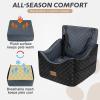 JOEJOY Elevated Dog Car Seat for Small/Medium Dogs up to 35 lbs, Memory Foam Booster Seat with Detachable Washable Cover, Travel-Safe Car Bed with Safety Belts & Storage Pockets, Dark Grey(Dark Grey)