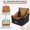 JOEJOY Elevated Dog Car Seat for Small/Medium Dogs up to 35 lbs, Memory Foam Booster Seat with Detachable Washable Cover, Travel-Safe Car Bed with Safety Belts & Storage Pockets, Dark Grey(Brown)