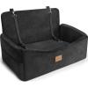 JOEJOY Dog Car Seat for Large Medium Sized Dogs Under 55 lbs, Dog Booster Seat for 2 Small Dogs with Detachable Washable Cover, Memory Foam Pet Car Seat with 2 Safety Belts and Storage Pockets(Black)