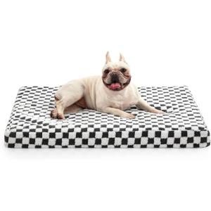 JOEJOY Orthopedic Dog Bed for Large Dogs, Memory Foam Pet Bed with Removable Washable Cover, Cozy Plush Crate Mat, 47×29″, Cofffee(Grey)