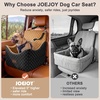 JOEJOY Dog Car Seat for Medium/Large Dogs – Reversible Dual-Sided Travel Dog Car Bed with Memory Foam, Washable Pet Booster Seat for Dogs up to 55 lbs or 2 Small Dogs, 2 Safety Leashes, Brown(Brown)