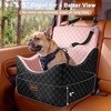 JOEJOY Dog Car Seat for Medium/Large Dogs – Reversible Dual-Sided Travel Dog Car Bed with Memory Foam, Washable Pet Booster Seat for Dogs up to 55 lbs or 2 Small Dogs, 2 Safety Leashes, Brown(Pink)