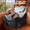 JOEJOY Dog Car Seat for Medium/Large Dogs – Reversible Dual-Sided Travel Dog Car Bed with Memory Foam, Washable Pet Booster Seat for Dogs up to 55 lbs or 2 Small Dogs, 2 Safety Leashes, Brown(Grey)