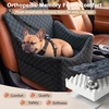 JOEJOY Dog Car Seat for Medium/Large Dogs – Reversible Dual-Sided Travel Dog Car Bed with Memory Foam, Washable Pet Booster Seat for Dogs up to 55 lbs or 2 Small Dogs, 2 Safety Leashes, Brown(Dark Grey)