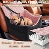 JOEJOY Dog Car Seat for Medium/Large Dogs – Reversible Dual-Sided Travel Dog Car Bed with Memory Foam, Washable Pet Booster Seat for Dogs up to 55 lbs or 2 Small Dogs, 2 Safety Leashes, Brown(Pink)