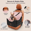 JOEJOY Dog Car Seat for Medium/Large Dogs – Reversible Dual-Sided Travel Dog Car Bed with Memory Foam, Washable Pet Booster Seat for Dogs up to 55 lbs or 2 Small Dogs, 2 Safety Leashes, Brown(Pink)