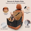 JOEJOY Dog Car Seat for Medium/Large Dogs – Reversible Dual-Sided Travel Dog Car Bed with Memory Foam, Washable Pet Booster Seat for Dogs up to 55 lbs or 2 Small Dogs, 2 Safety Leashes, Brown(Brown)
