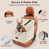 JOEJOY Dog Car Seat for Medium/Large Dogs – Reversible Dual-Sided Travel Dog Car Bed with Memory Foam, Washable Pet Booster Seat for Dogs up to 55 lbs or 2 Small Dogs, 2 Safety Leashes, Brown(Beige)