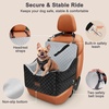 JOEJOY Dog Car Seat for Medium/Large Dogs – Reversible Dual-Sided Travel Dog Car Bed with Memory Foam, Washable Pet Booster Seat for Dogs up to 55 lbs or 2 Small Dogs, 2 Safety Leashes, Brown(Grey)