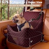 JOEJOY Dog Car Seat for Medium/Large Dogs – Reversible Dual-Sided Travel Dog Car Bed with Memory Foam, Washable Pet Booster Seat for Dogs up to 55 lbs or 2 Small Dogs, 2 Safety Leashes, Brown(Red)