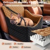 JOEJOY Dog Car Seat for Medium/Large Dogs – Reversible Dual-Sided Travel Dog Car Bed with Memory Foam, Washable Pet Booster Seat for Dogs up to 55 lbs or 2 Small Dogs, 2 Safety Leashes, Brown(Brown)