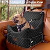 JOEJOY Dog Car Seat for Medium/Large Dogs – Reversible Dual-Sided Travel Dog Car Bed with Memory Foam, Washable Pet Booster Seat for Dogs up to 55 lbs or 2 Small Dogs, 2 Safety Leashes, Brown(Black)