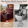 JOEJOY Dog Car Seat for Medium/Large Dogs – Reversible Dual-Sided Travel Dog Car Bed with Memory Foam, Washable Pet Booster Seat for Dogs up to 55 lbs or 2 Small Dogs, 2 Safety Leashes, Brown(Red)
