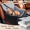 JOEJOY Dog Car Seat for Medium/Large Dogs – Reversible Dual-Sided Travel Dog Car Bed with Memory Foam, Washable Pet Booster Seat for Dogs up to 55 lbs or 2 Small Dogs, 2 Safety Leashes, Brown(Grey)