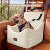 JOEJOY Dog Car Seat for Medium/Large Dogs – Reversible Dual-Sided Travel Dog Car Bed with Memory Foam, Washable Pet Booster Seat for Dogs up to 55 lbs or 2 Small Dogs, 2 Safety Leashes, Brown(Beige)