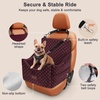 JOEJOY Dog Car Seat for Medium/Large Dogs – Reversible Dual-Sided Travel Dog Car Bed with Memory Foam, Washable Pet Booster Seat for Dogs up to 55 lbs or 2 Small Dogs, 2 Safety Leashes, Brown(Red)
