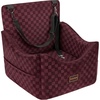 JOEJOY Dog Car Seat for Medium/Large Dogs – Reversible Dual-Sided Travel Dog Car Bed with Memory Foam, Washable Pet Booster Seat for Dogs up to 55 lbs or 2 Small Dogs, 2 Safety Leashes, Brown(Red)