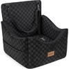 JOEJOY Dog Car Seat for Medium/Large Dogs – Reversible Dual-Sided Travel Dog Car Bed with Memory Foam, Washable Pet Booster Seat for Dogs up to 55 lbs or 2 Small Dogs, 2 Safety Leashes, Brown(Black)