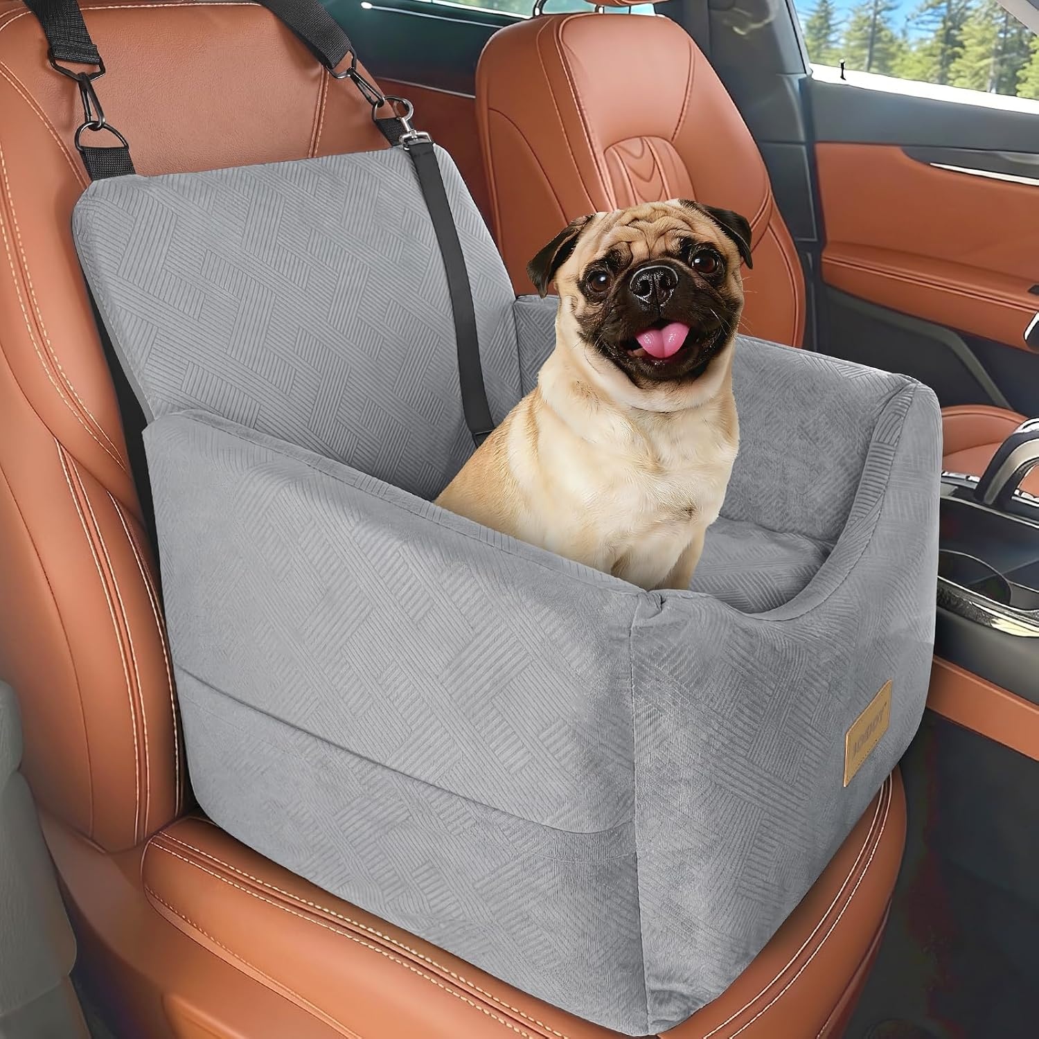 image:imageJOEJOY Dog Car Seats for Small Medium Dogs Under 35lbs Dog Booster Seat with Detachable Washable Cover and Cushion Memory Foam Pet Car Seat with Safety Belt and Storage Pockets BPLight Grey