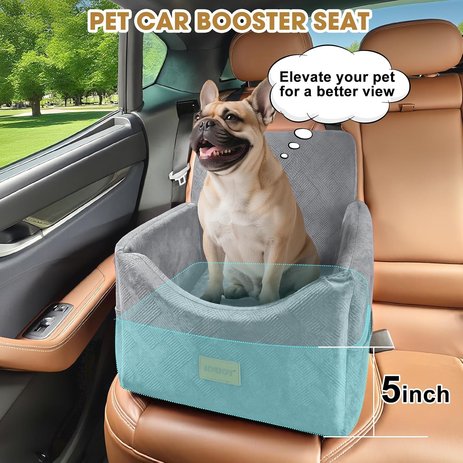 image:imageJOEJOY Dog Car Seats for Small Medium Dogs Under 35lbs Dog Booster Seat with Detachable Washable Cover and Cushion Memory Foam Pet Car Seat with Safety Belt and Storage Pockets BPLight Grey