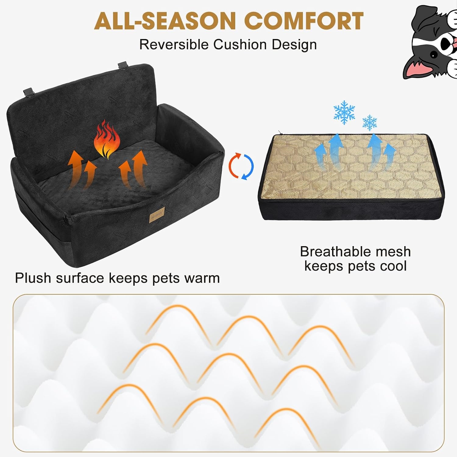 image:imageJOEJOY Dog Car Seats for Small Medium Dogs Under 35lbs Dog Booster Seat with Detachable Washable Cover and Cushion Memory Foam Pet Car Seat with Safety Belt and Storage Pockets BPBlack