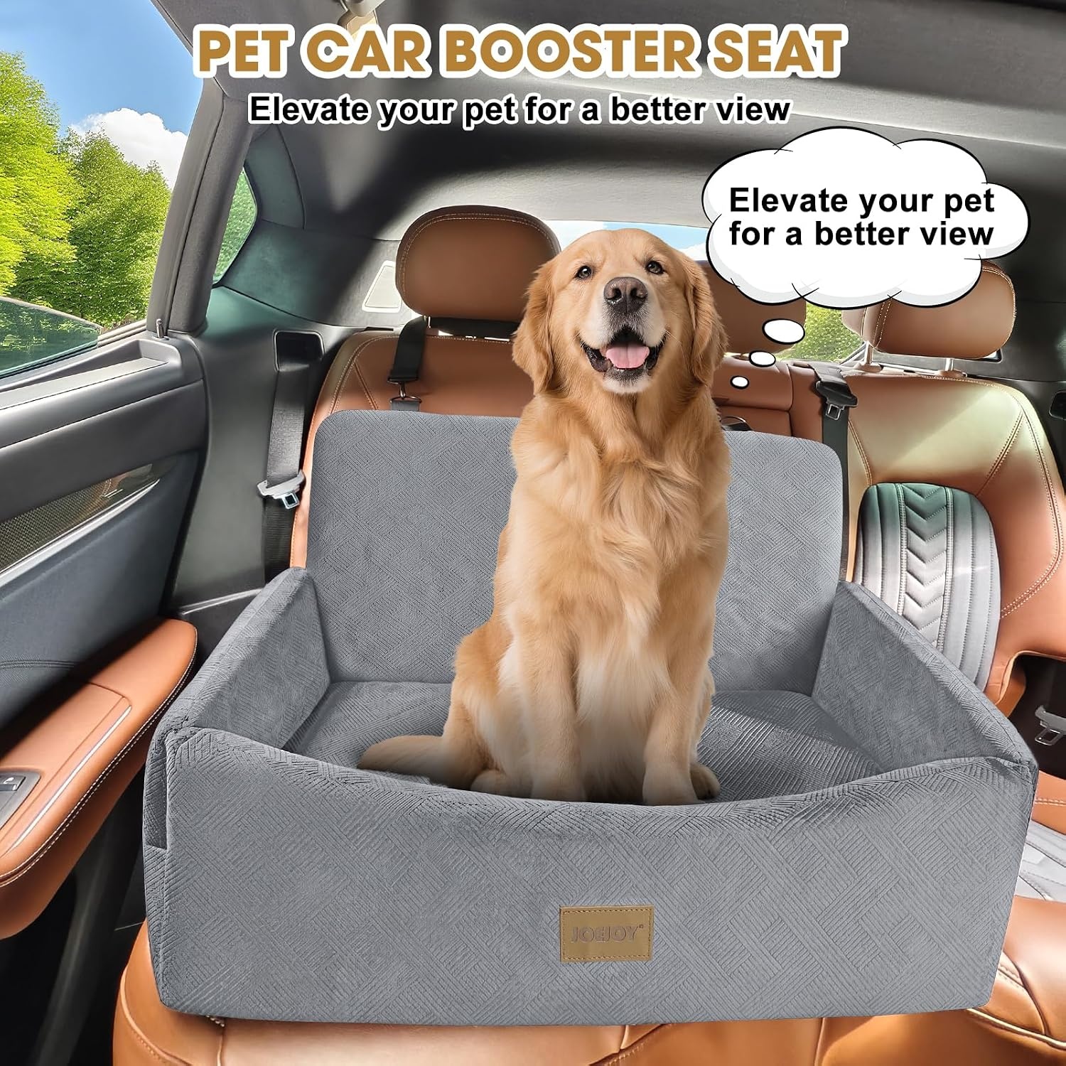 image:imageJOEJOY Dog Car Seats for Small Medium Dogs Under 35lbs Dog Booster Seat with Detachable Washable Cover and Cushion Memory Foam Pet Car Seat with Safety Belt and Storage Pockets BPLight Grey