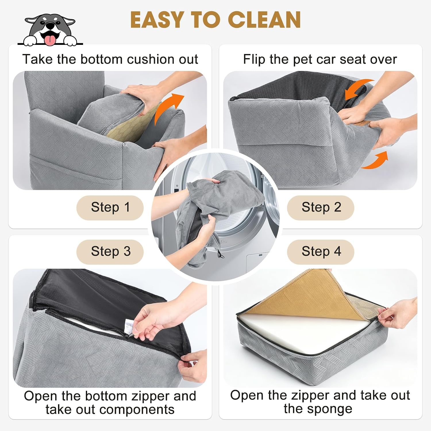image:imageJOEJOY Dog Car Seats for Small Medium Dogs Under 35lbs Dog Booster Seat with Detachable Washable Cover and Cushion Memory Foam Pet Car Seat with Safety Belt and Storage Pockets BPLight Grey