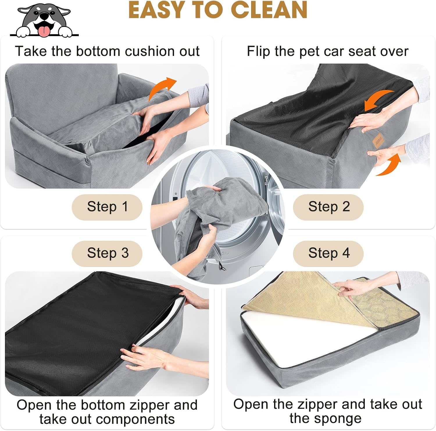 image:imageJOEJOY Dog Car Seats for Small Medium Dogs Under 35lbs Dog Booster Seat with Detachable Washable Cover and Cushion Memory Foam Pet Car Seat with Safety Belt and Storage Pockets BPLight Grey