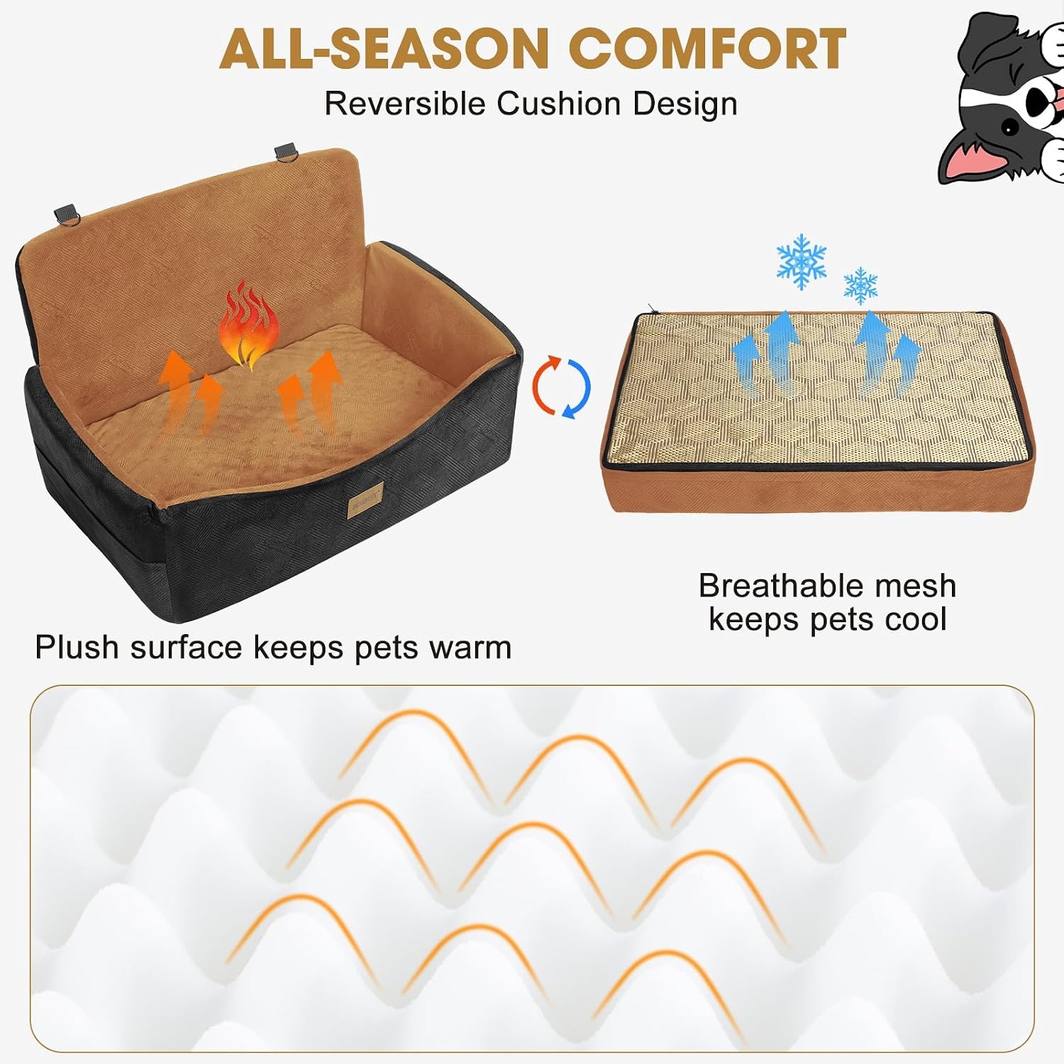 image:imageJOEJOY Dog Car Seats for Small Medium Dogs Under 35lbs Dog Booster Seat with Detachable Washable Cover and Cushion Memory Foam Pet Car Seat with Safety Belt and Storage Pockets BPBrown