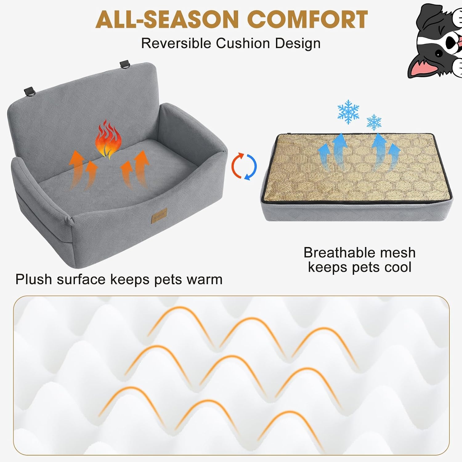 image:imageJOEJOY Dog Car Seats for Small Medium Dogs Under 35lbs Dog Booster Seat with Detachable Washable Cover and Cushion Memory Foam Pet Car Seat with Safety Belt and Storage Pockets BPLight Grey