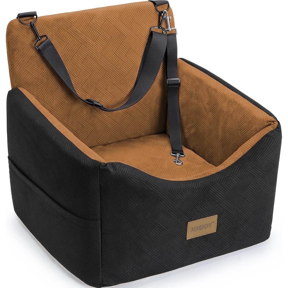 image:imageJOEJOY Dog Car Seats for Small Medium Dogs Under 35lbs Dog Booster Seat with Detachable Washable Cover and Cushion Memory Foam Pet Car Seat with Safety Belt and Storage Pockets BPBrown