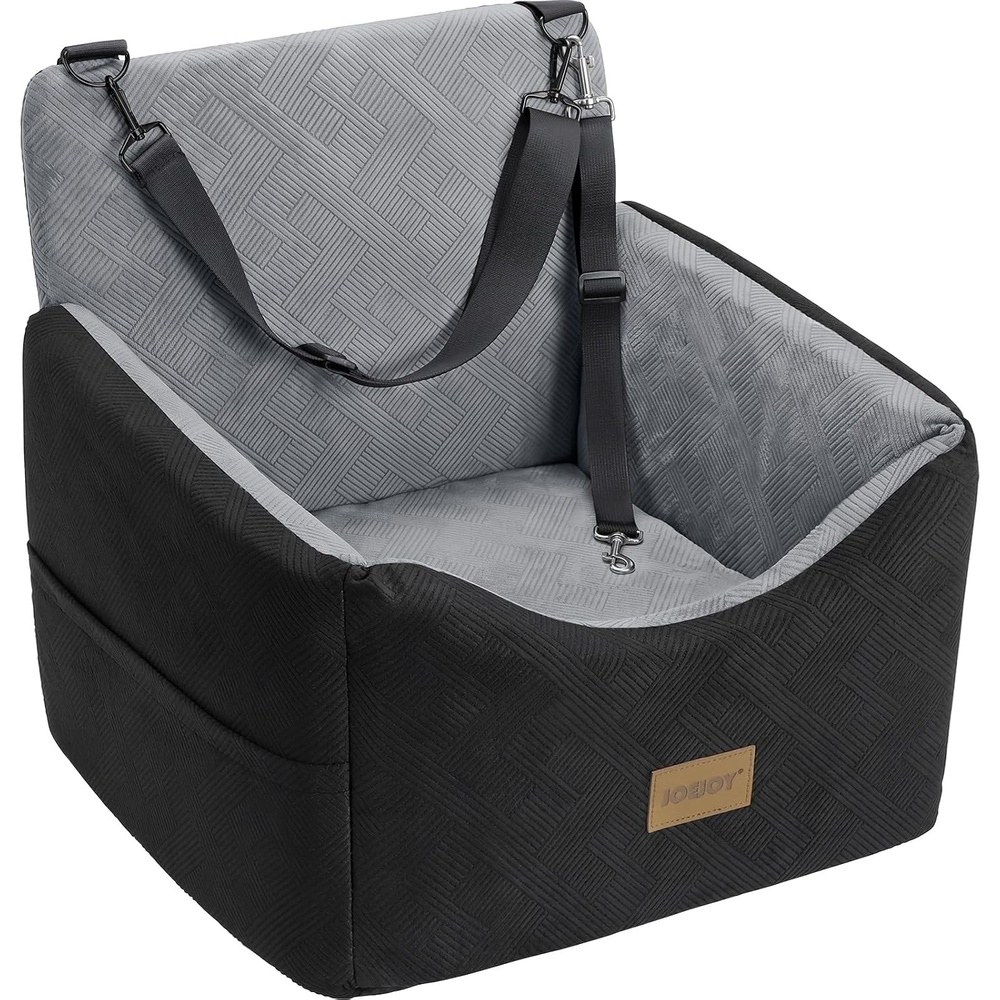 image:imageJOEJOY Dog Car Seats for Small Medium Dogs Under 35lbs Dog Booster Seat with Detachable Washable Cover and Cushion Memory Foam Pet Car Seat with Safety Belt and Storage Pockets BPBlack Light Grey