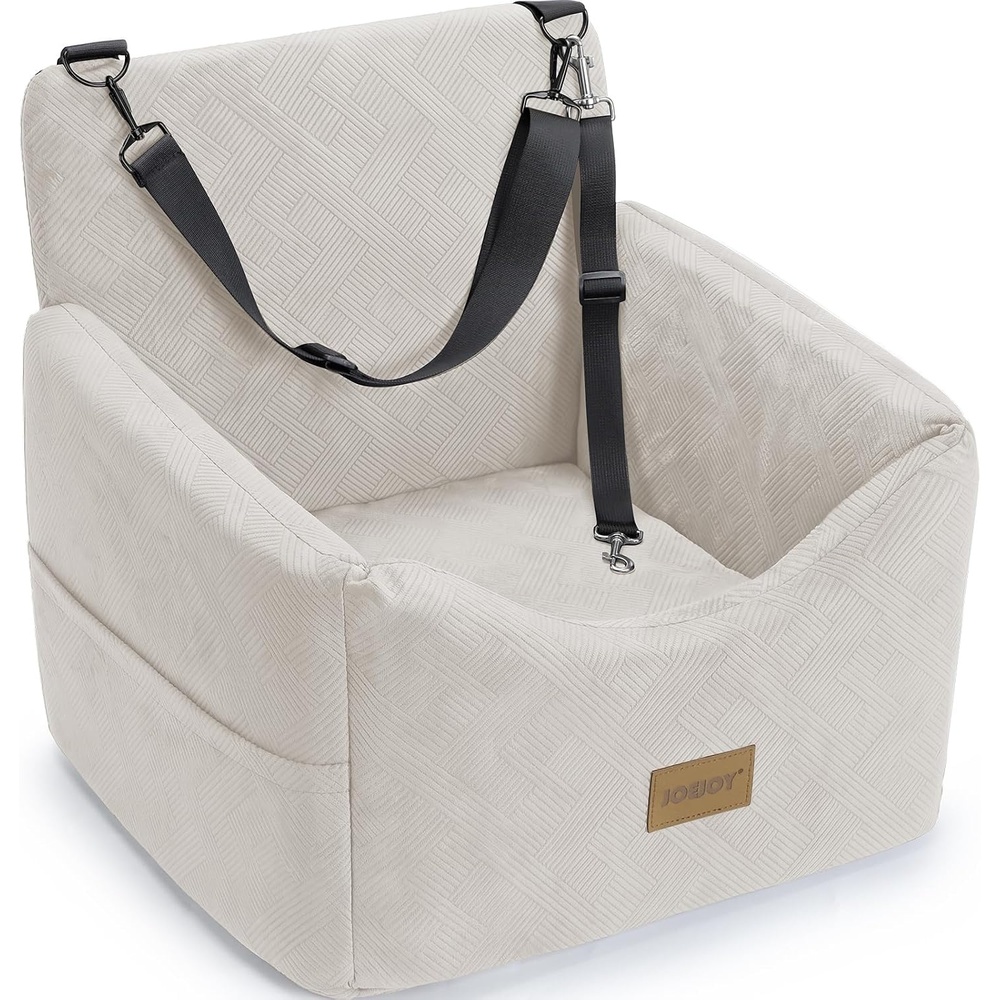 image:imageJOEJOY Dog Car Seats for Small Medium Dogs Under 35lbs Dog Booster Seat with Detachable Washable Cover and Cushion Memory Foam Pet Car Seat with Safety Belt and Storage Pockets BPBeige