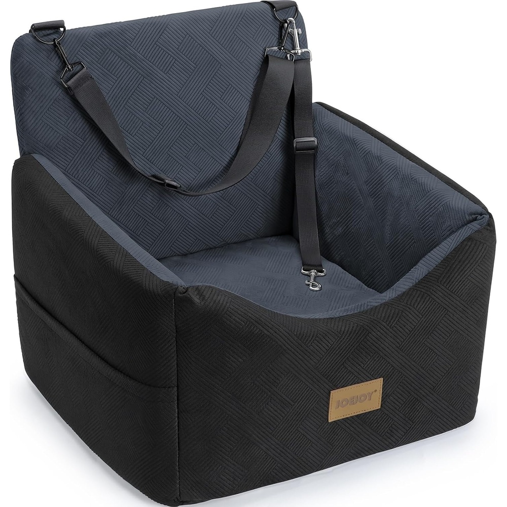 image:imageJOEJOY Dog Car Seats for Small Medium Dogs Under 35lbs Dog Booster Seat with Detachable Washable Cover and Cushion Memory Foam Pet Car Seat with Safety Belt and Storage Pockets BPBlack Dark Grey