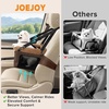 JOEJOY Deluxe Dog Booster Seat with Sturdy Metal Frame and Safety Leash for Small Pets up to 20 lbs – Portable Puppy Dog Car Seat with Thick Cushion and Storage Pockets for Small Dogs, Brown(Bronw)