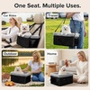 JOEJOY Deluxe Dog Booster Seat with Sturdy Metal Frame and Safety Leash for Small Pets up to 20 lbs – Portable Puppy Dog Car Seat with Thick Cushion and Storage Pockets for Small Dogs, Brown(Black)