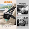 JOEJOY Deluxe Dog Booster Seat with Sturdy Metal Frame and Safety Leash for Small Pets up to 20 lbs – Portable Puppy Dog Car Seat with Thick Cushion and Storage Pockets for Small Dogs, Brown(Black)