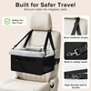 JOEJOY Deluxe Dog Booster Seat with Sturdy Metal Frame and Safety Leash for Small Pets up to 20 lbs – Portable Puppy Dog Car Seat with Thick Cushion and Storage Pockets for Small Dogs, Brown(Black)