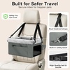 JOEJOY Deluxe Dog Booster Seat with Sturdy Metal Frame and Safety Leash for Small Pets up to 20 lbs – Portable Puppy Dog Car Seat with Thick Cushion and Storage Pockets for Small Dogs, Brown(Grey)