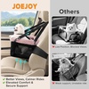 JOEJOY Deluxe Dog Booster Seat with Sturdy Metal Frame and Safety Leash for Small Pets up to 20 lbs – Portable Puppy Dog Car Seat with Thick Cushion and Storage Pockets for Small Dogs, Brown(Pink)