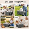 JOEJOY Deluxe Dog Booster Seat with Sturdy Metal Frame and Safety Leash for Small Pets up to 20 lbs – Portable Puppy Dog Car Seat with Thick Cushion and Storage Pockets for Small Dogs, Brown(Grey)