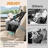 JOEJOY Deluxe Dog Booster Seat with Sturdy Metal Frame and Safety Leash for Small Pets up to 20 lbs – Portable Puppy Dog Car Seat with Thick Cushion and Storage Pockets for Small Dogs, Brown(Grey)